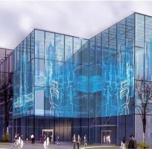 Quality Transparent LED Glass Curtain Wall Building Remote Control / Smartphone App Control wholesale