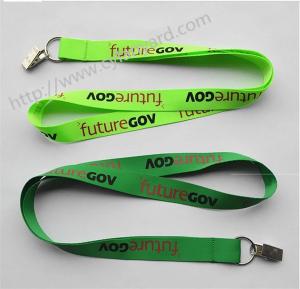 Quality Flat sublimation lanyard with bulldog clip, dye sub lanyard with metal sheet crimp wholesale