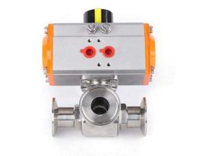Quality SS304 T Type Three Clamp Pneumatic Ball Valve 250mm Encapsulated wholesale