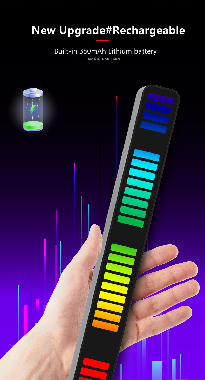 New Arrival Smart Music Pickup Rhythm Light Rechargeable RGB Sound-Activated Ambient lamp With APP control for Car Par