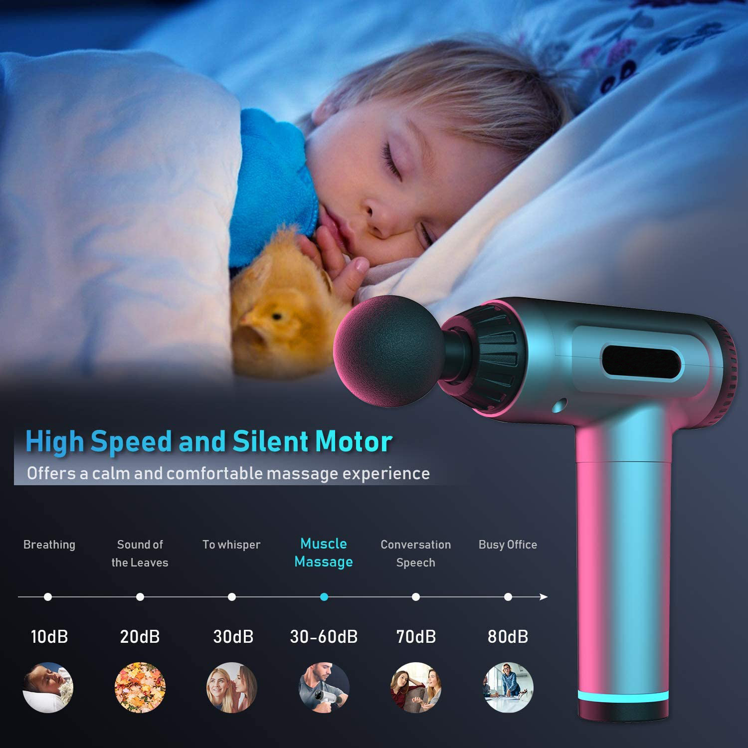 16.8V Rechargeable Handheld Massager Gun Deep Muscle Painess Relief