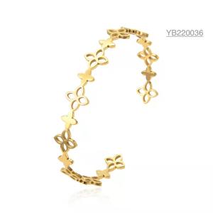 Quality Ring Style Hollow Gold Flower Bracelet 304 316 316L Stainless Steel Adjustable Bangle wholesale
