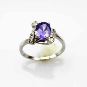 Quality Fashion Jewelry Amethyst Sterling Silver Ring with Cz Diamonds(FR017) wholesale
