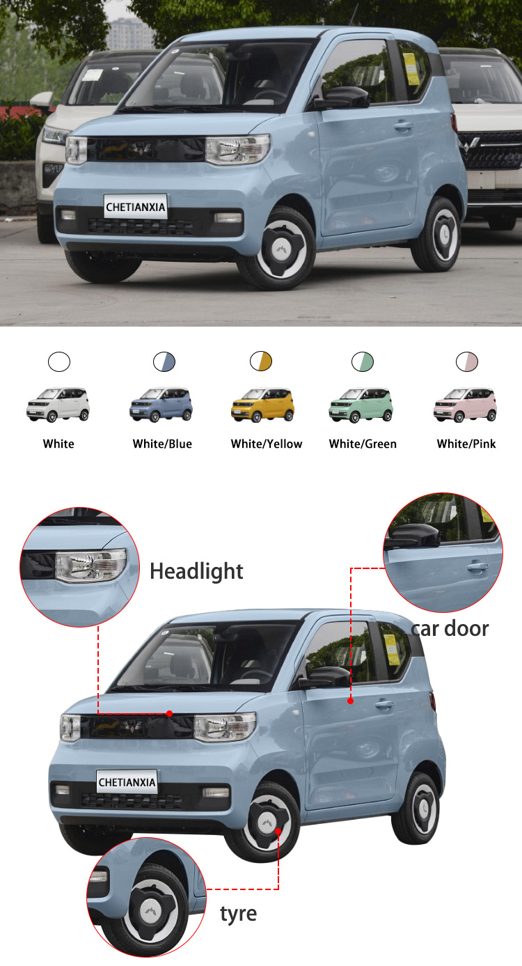 Sleek 4 Seater Mini EV Cars Powered Wuling Hongguang Vehicles