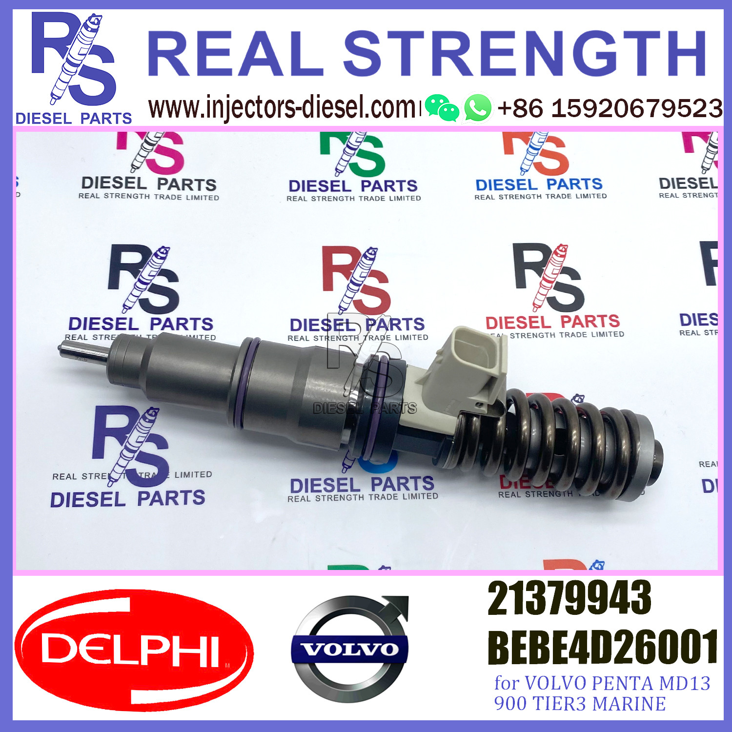 DELPHI 4pin injector 21379943 Diesel pump Injector V-O-L-V 21379943 BEBE4D26001 E3.18 for V-O-L-V PENTA MD13 900 TIER3 MARI