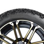 Golf Cart 14'' Gold/Glossy Black Rims And 22*10-14 DOT Off-Road Tire Lift