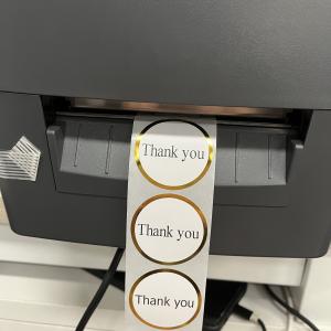Quality Gold Foil Private Thank You Label Sticker Roll Adhesive with Custom Design Printing wholesale