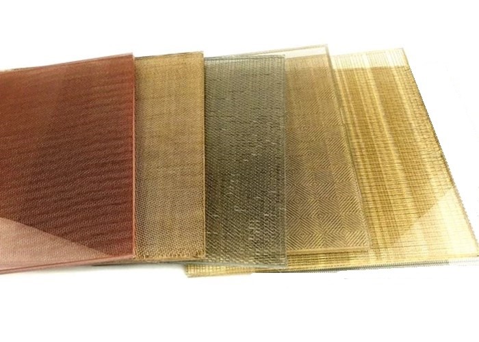 Copper Flexible Woven Metal Fabric Laminated Glass 0.5mm