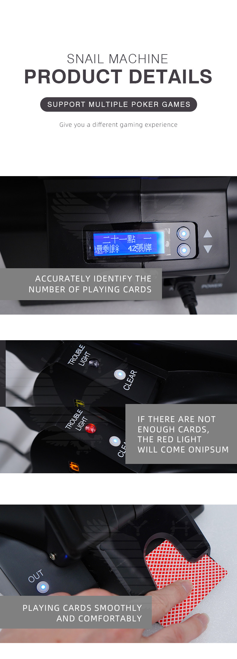 Exquisite Playing Card Shuffler Black Automatic Card Shuffler Dealer