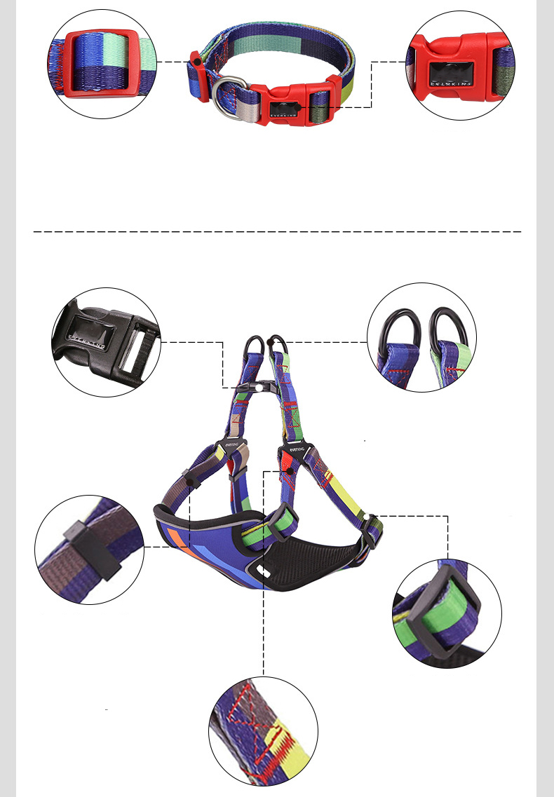 Custom Colors Dog Harness Logo Reflective Reversible Luxury Pet Collars Harness and Leash Set for Extra Large Dogs