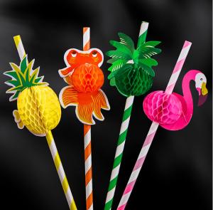 Quality Colorful Striped Paper Drinking Straws for Party Celebration 20cm Length wholesale