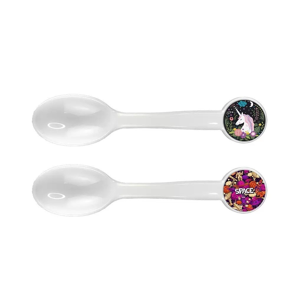 Custom Blank White Sublimation Plastic Spoon With Aluminum Metal Insert For Sublimation Photos Printing