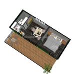 Wooden 20ft Container Office Steel Structure Frame Welded Flat Packaging