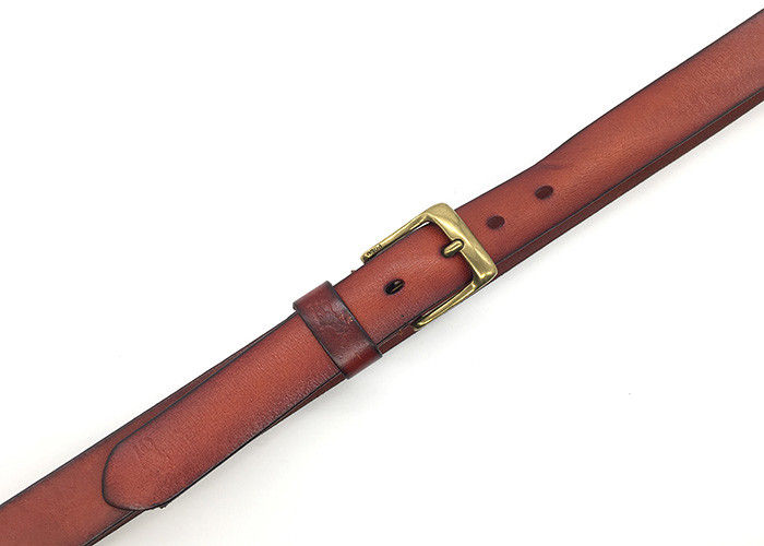 30mm Mens Genuine Leather Dress Belt Brown With Pin Buckle Removable
