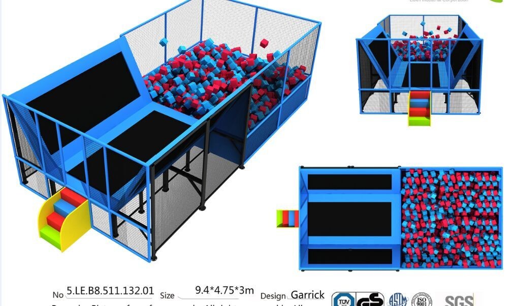 44M2 Popular in China Indoor Playground/ China Manufacturer New Desgined Trampoline with Foam Pit