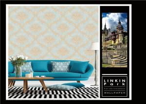 Quality Wet Embossed Vinyl Vintage Damask Wallpaper For Living Room , ISO Approved wholesale