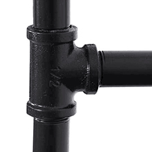 Standard Industrial Black Iron Pipe Shelf Brackets for DIY Open Bookshelf Installation