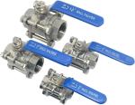 Female Thread 1/2" Full Port Ball Valve 3 Piece Stainless Steel 316 NPT WOG1000