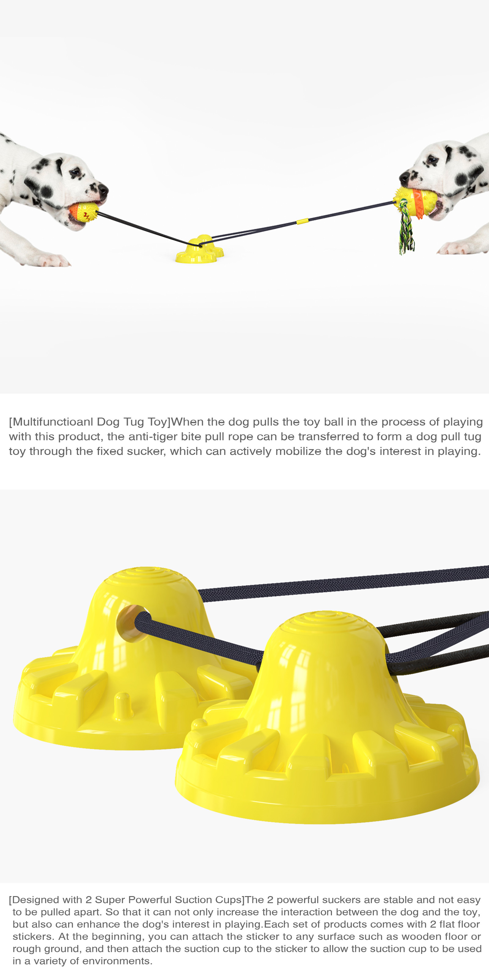 Sucker Drawstring Teeth Cleaning Dog Toy / TPR Double Ball Dog Food Dispenser Toy