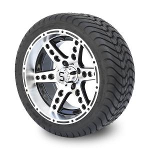 Quality Golf Cart 14'' Machined/Black Aluminum 6 Spokes Rims and 225/30-14 Street Tires Combo wholesale