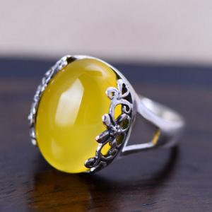 Quality Sterling Silver Ring with Yellow Chalcedony Women Vintage Ring (XH049190W) wholesale