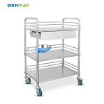2 Layers 1 Drawer Hospital Stainless Steel Medical Instrument Trolley