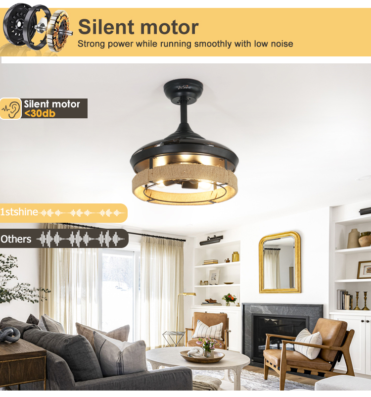 36 Inch Black Caged Ceiling Fan with Light and Remote Midcentury Lighting Solution