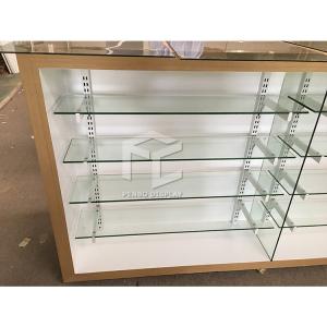 Quality 10mm Thick Glass Cell Phone Display Cabinet T4 LED Light Glass Display Shelves wholesale