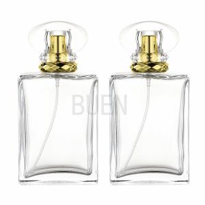 Quality Personalized Lucency Glass 100ml Perfume Bottle Square Climp 13mm wholesale