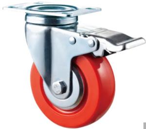 Quality Locking Wheel Red Urethane Casters With Brakes wholesale