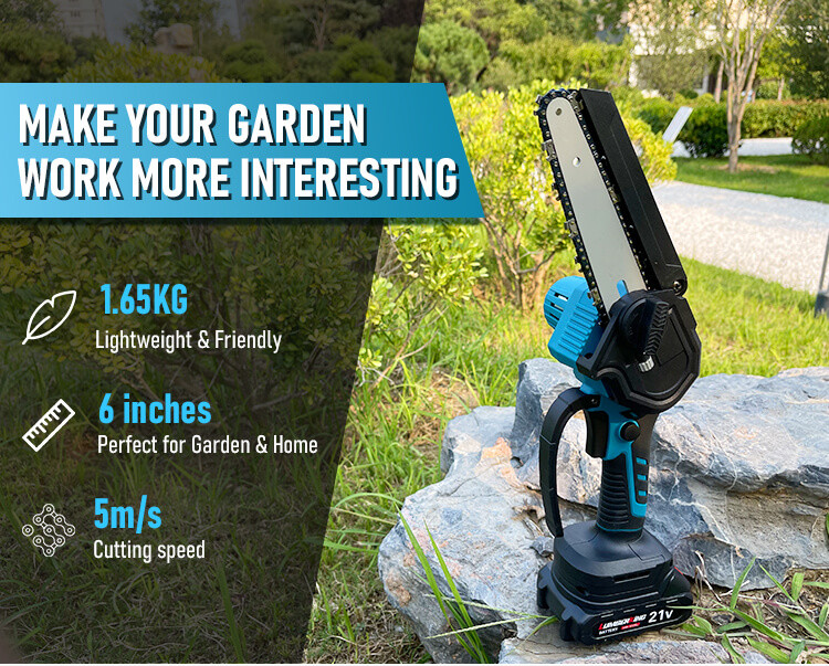 Battery Portable Mini Electric Chain Saw 6 Inch for Wood Cutting Machine
