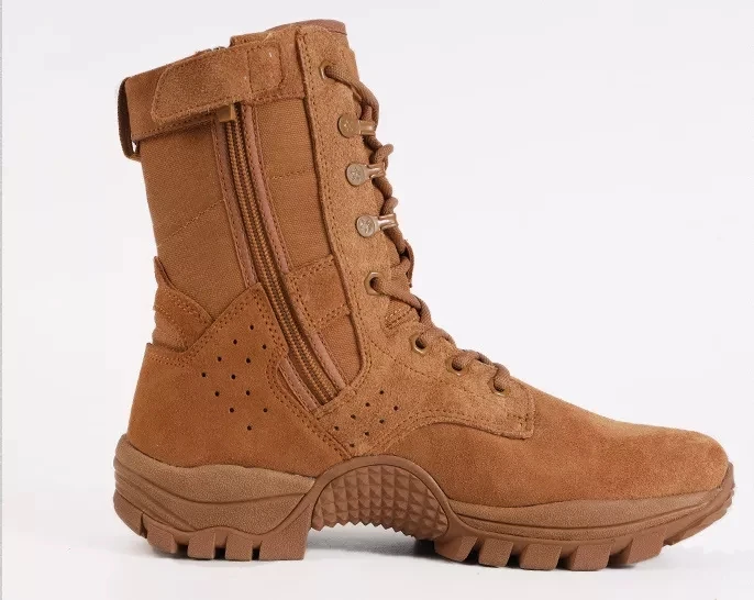 Brown Combat Boots Military Leather Waterproof Work Tactical Size 4 Durable