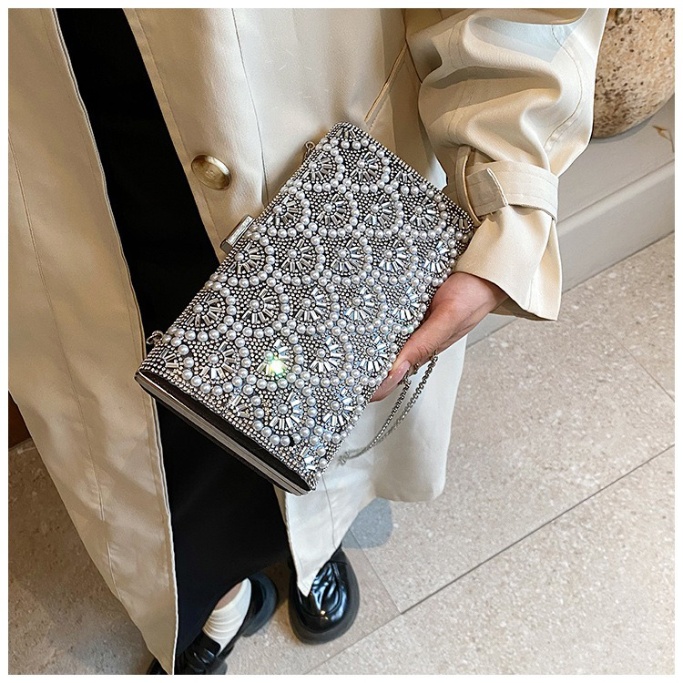 2023 Light Lady Pearl Chain Bags Lady Design Purses For Females Zipper Hasp Closure