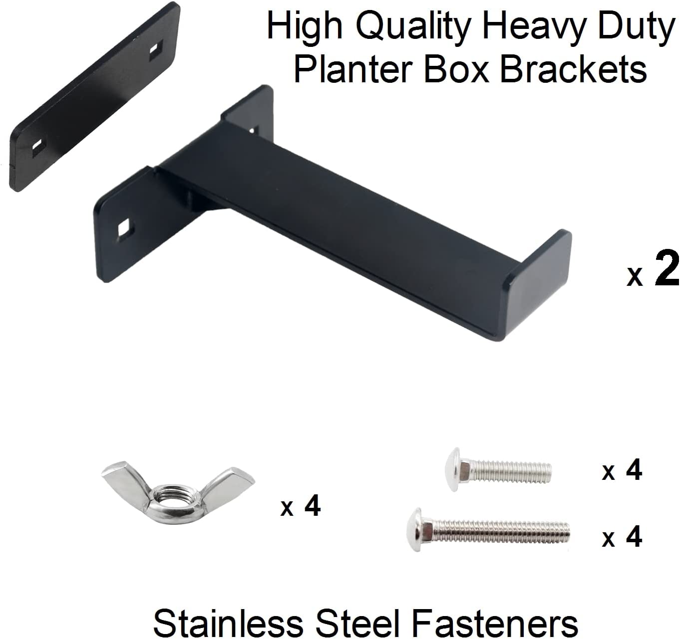Outdoor Hanging Brackets for 6 Inch Planter Boxes Heavy Duty Iron Black Mounting Bracket