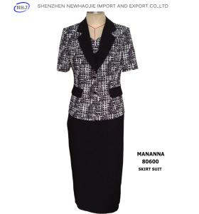 Quality Hot Sell ladies wool/ployester elegant women black suit wholesale