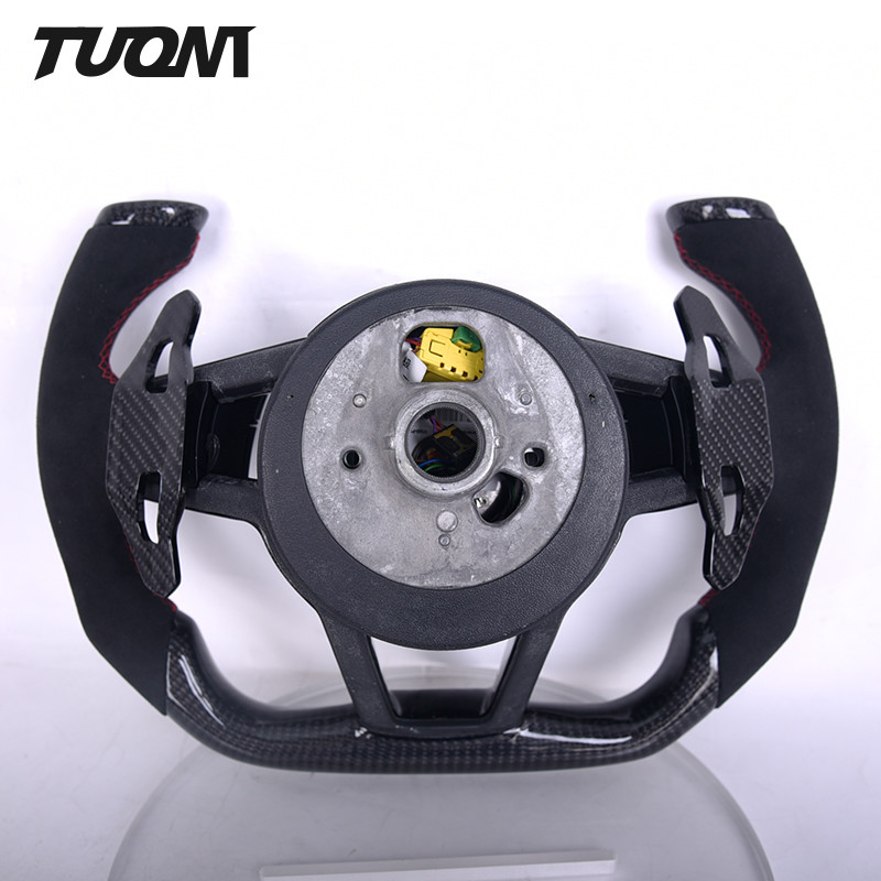 Black Suede Leather Carbon Steering Wheel Audi R8 TTRS A3 A4 A5 RS3 Plane Shape