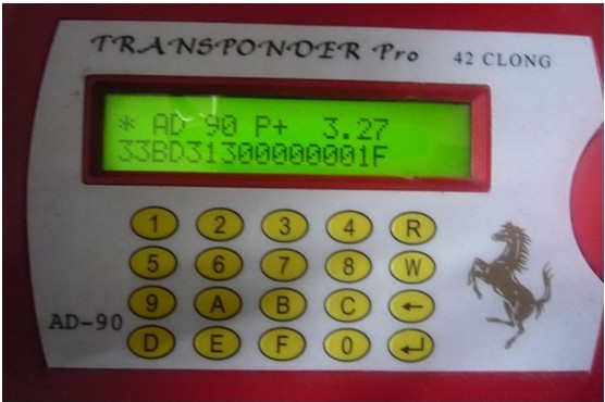 AD90 Transponder Key Software display