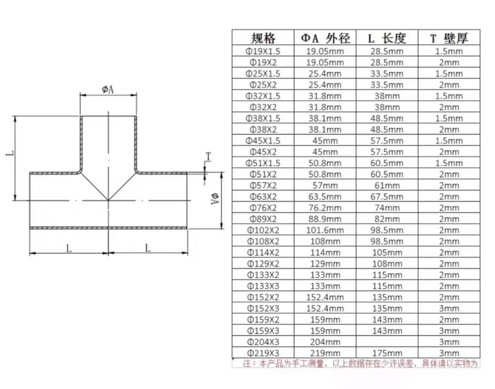 SS304 CF8 Stainless Steel Welded Polishing Sanitary Pipe Fitting 3 Way Tees ISO DIN