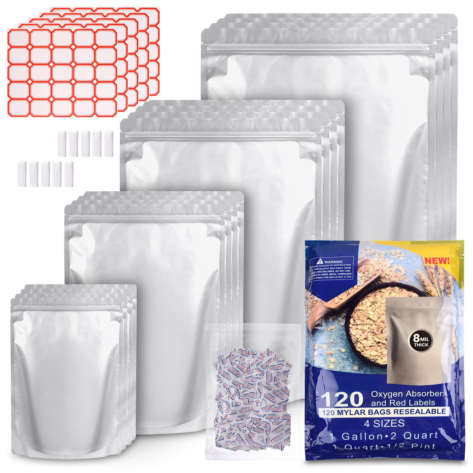 Oxygen Absorbers Custom Mylar Bag Resesealable Stand Up Aluminum Foil Food Storage