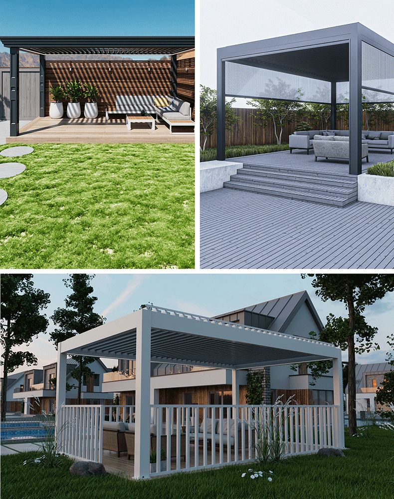 Outdoor pavilion Aluminum alloy new hand electric louver courtyard pavilion courtyard leisure pavilion