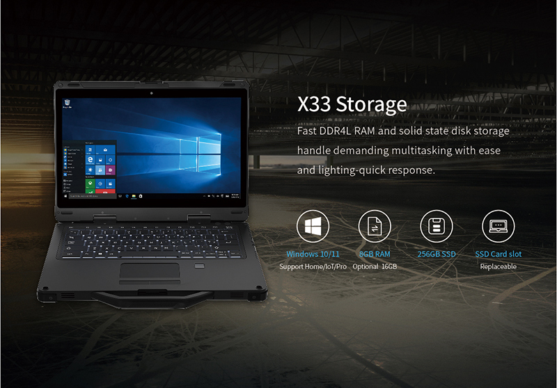 13.3" Rugged Laptop Intel i7/i5 16GB RAM Win10/11 WiFi Bluetooth GPS Backlit Keyboard
