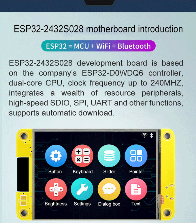 ESP32 TFT Touchless LCD Display Module Arduino LVGL RGB 65K Color