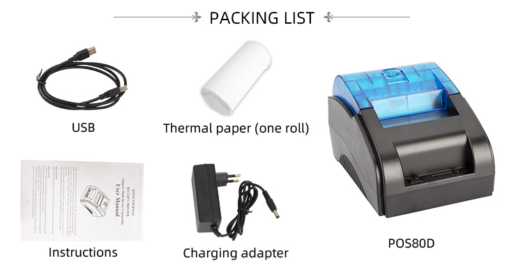 POS80D 80MM Usb Wireless Inkless Thermal Receipt Printers with Wireless