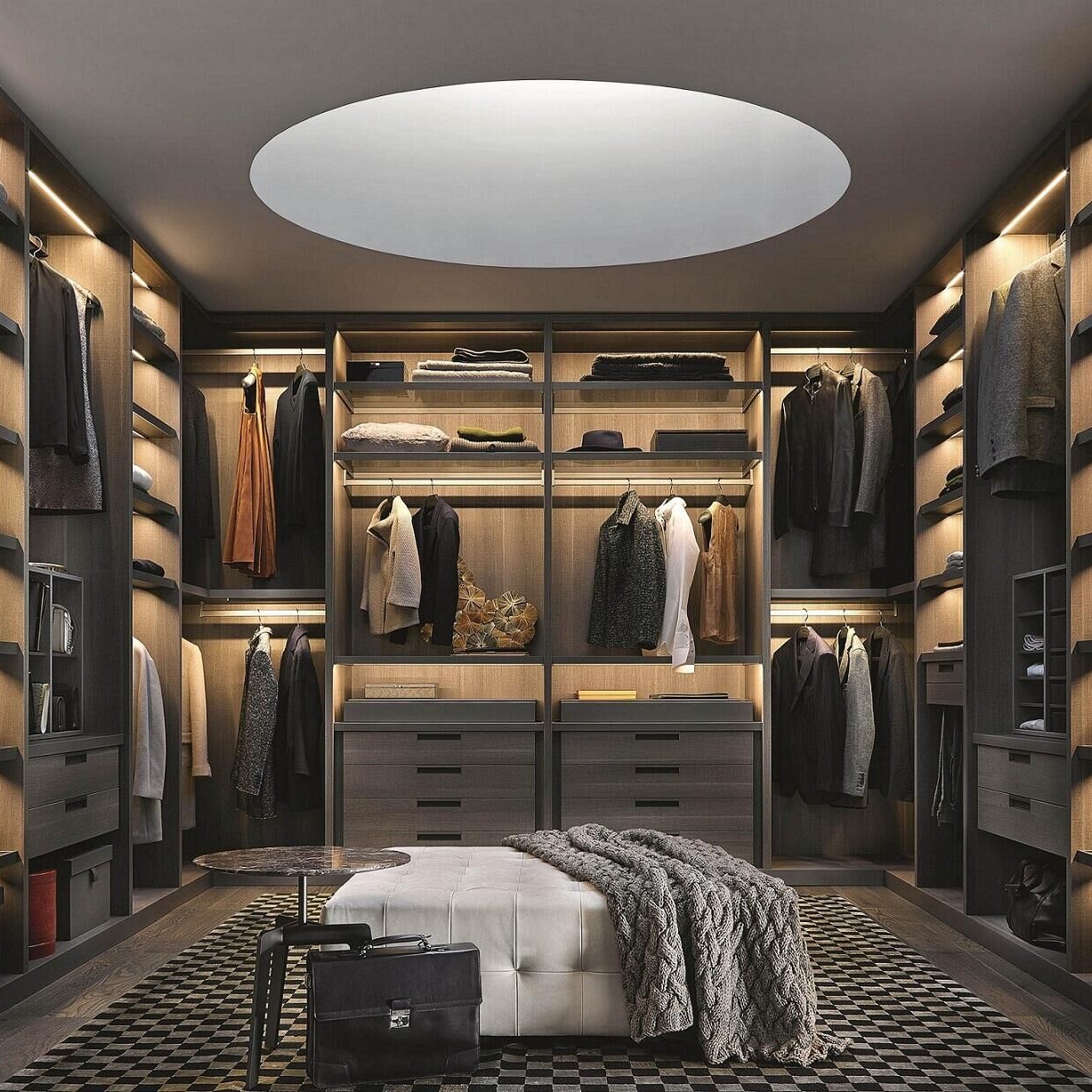 Contemporary European Style Walk-in Wooden Bedroom Wardrobe Closet for Custom Size