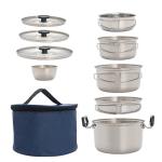 Stainless Steel Outdoor Cookware Set Multifunctional Multiple People Using