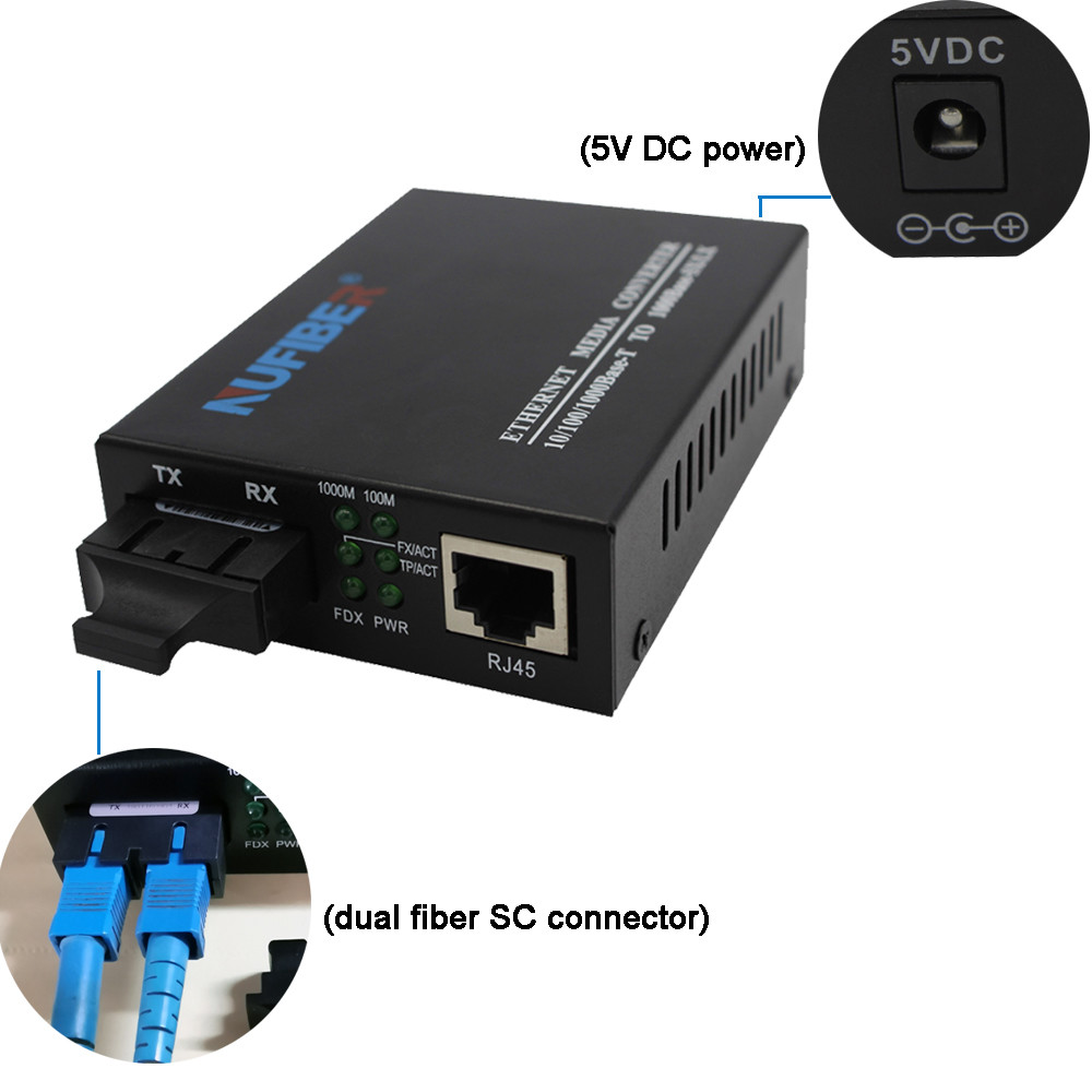 10 100 1000Mbps Fiber Media Converter