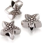 50Pcs Antique Silver Starfish Animal Spacer Beads Tibetan Metal Ocean Sea Life