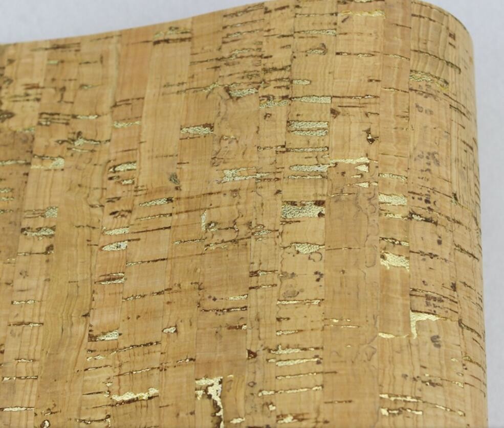 Popular Shiny Gold Fleck Nature Cork Fabric/Leather for Bag, Wallet, Decoration