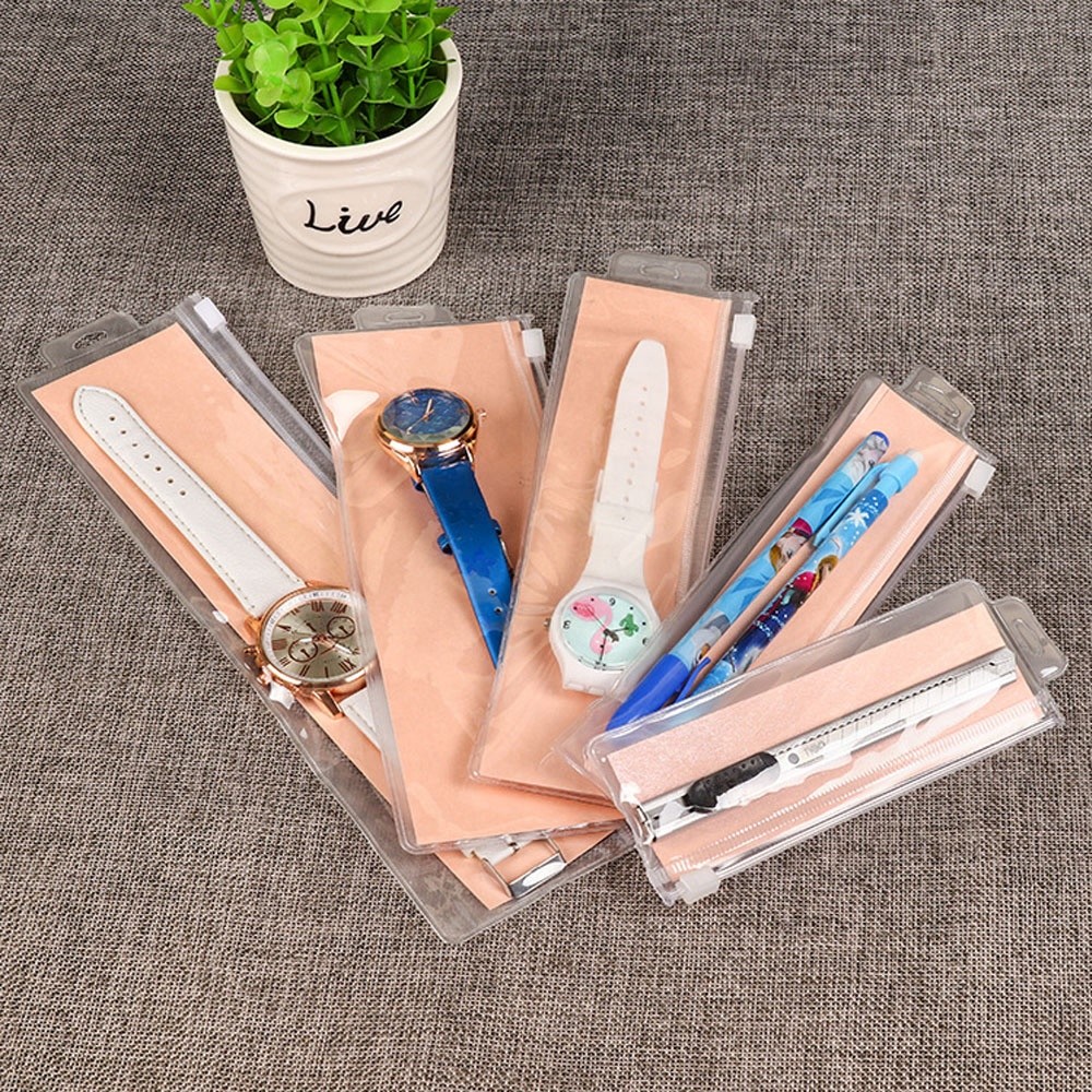 High quality transparent watch pen packaging bag with zipper customized PVC plastic bag