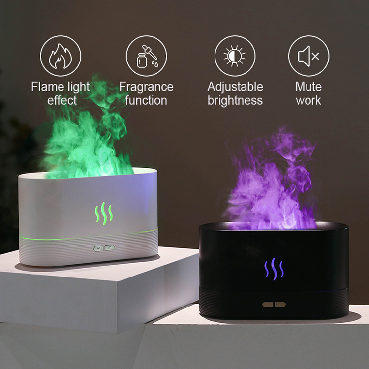 RGB light Color Change USB Flame Humidifier Led Essential Oil Fire Flame Smart Aroma Diffuser For Bedroom Home Office